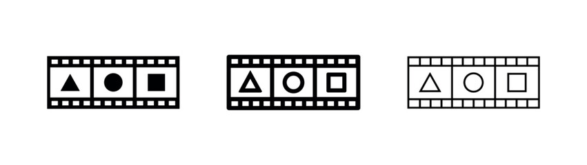 Fototapeta premium Film Strip with Geometric Shapes Icon Set for Video Content Editing