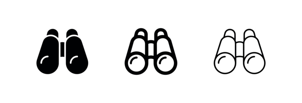 Binoculars Icon Set, Vision and Discovery Symbol
