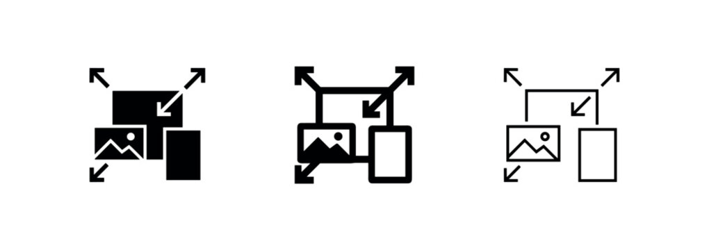 Image Resizing and Aspect Ratio Scaling Icon Set for Photo Editing and Web Design