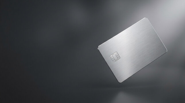 Blank Premium Platinum Metal Credit Card Floating on Dark Background
