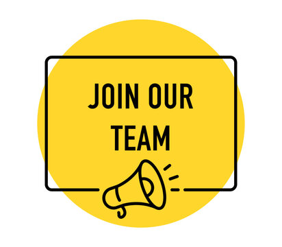 Join Our Team banner, hiring, recruitment, job opportunity, employment, career, new employee, workplace, marketing, megaphone, vector illustration