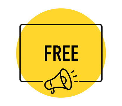Free banner, free offer, special promotion, giveaway, discount, shopping, customer incentive, marketing, megaphone, vector illustration