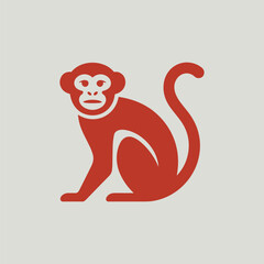 Minimalist red monkey icon vector illustration © MdRajab