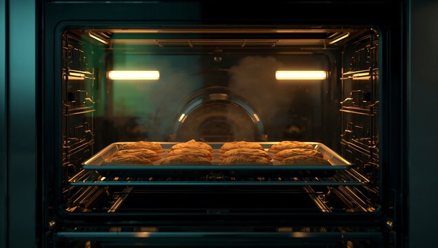Generative AI captures a modern oven with baking trays inside