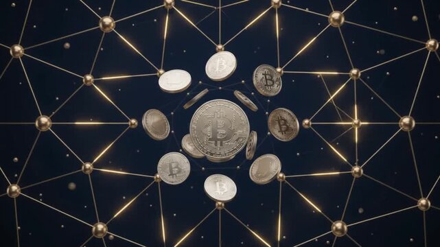 Digital Currency Bitcoin Crypto Network Abstract Background Motion Graphics