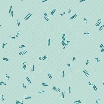 Small green fern-like branch shapes scattered on a light mint green background, with a grid, pattern d