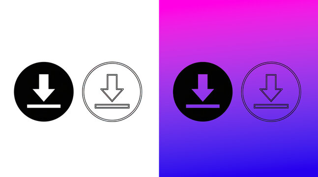 Minimalist download arrow icon button set