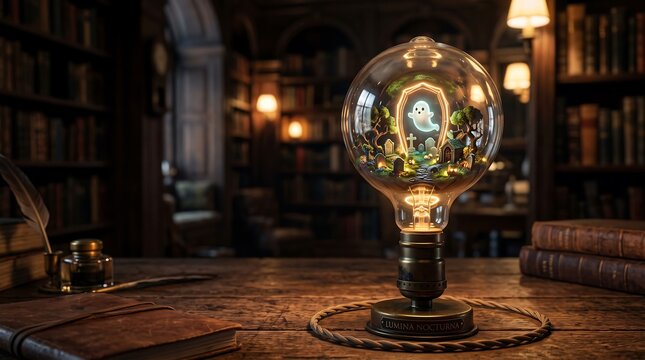 Miniature Ghost Terrarium Inside a Vintage Edison Bulb
