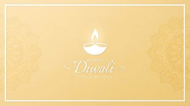 Minimalist happy diwali festival of lights greeting with mandala