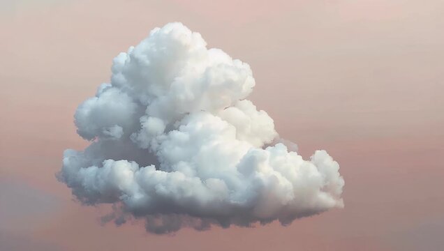Minimalist 4K Ultra HD visual depicting a soft fluffy white cloud drifting smoothly across a gentle pastel pink sky background providing an airy calm and aesthetic setting for relaxation videos