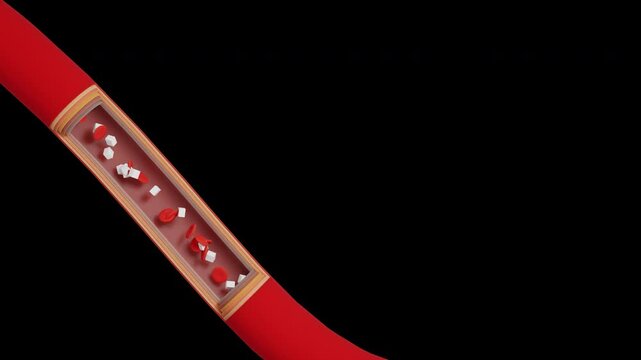 3D Illustration of High Blood Sugar and Diabetes in Bloodstream