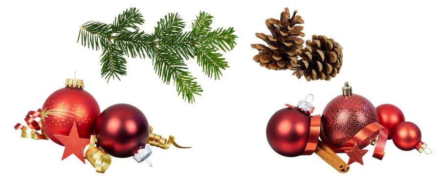 set of christmas decorations isolated