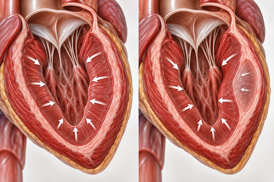 Heart Wall Motion Comparing Normal and Delayed Contraction