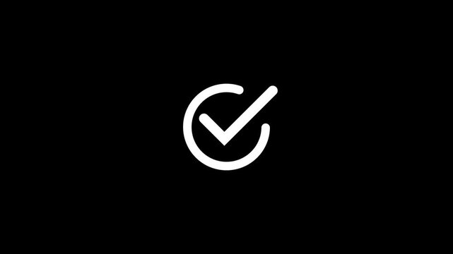Animation white check mark that symbolizes approval or success. Check mark symbol animation. Animation of check mark icon