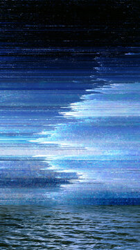 Digital screen glitch and horizontal lines error on broken monitor display, signal loss and data corruption abstract background.