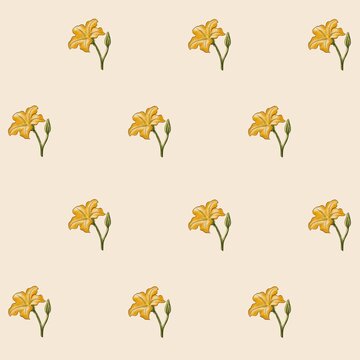 A minimalist vanilla colored seamless pattern featuring pumpkin leaves