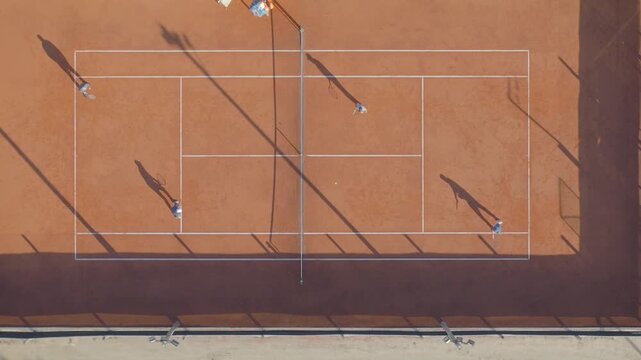 Aerial view of a clay tennis court in Montevideo, Uruguay.