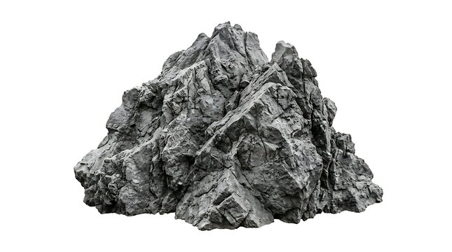 Large grey rock formation isolated on white background.