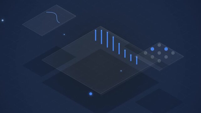 Modern Isometric SaaS Dashboard Interface with Animated Data Graphs
