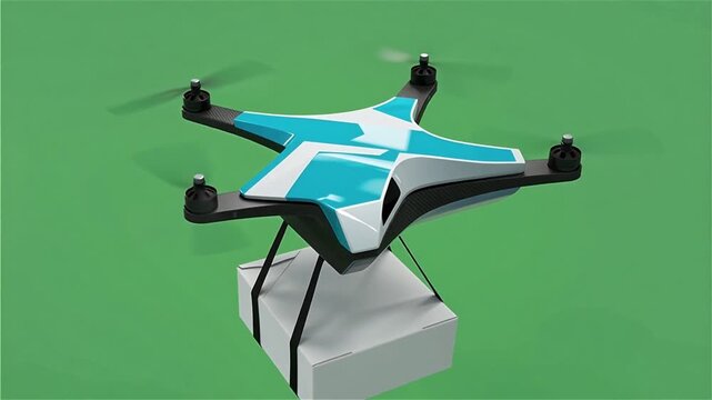 Minimalist Delivery Drone Hovering Loop Vector Icon on Green Screen Chroma Key 5 Seconds Video