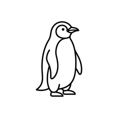 Fototapeta premium Minimalist Black and White Penguin Line Art Vector Illustration for Wildlife Educational Material and Creative Graphic Design Projects
