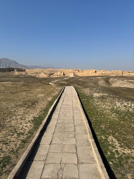 Parthian Fortresses of Nisa ancient mudbrick ruins near Ashgabat, Turkmenistan