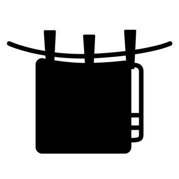 Hanging Towel on Clothesline Vector Icon Black Silhouette PNG Transparant