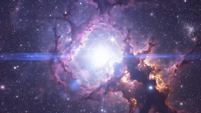 Vibrant Cosmic Nebula with Star Formation - A breathtaking view of a colorful nebula, ablaze with light and gas, surrounded by countless stars.