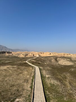 Parthian Fortresses of Nisa ancient mudbrick ruins near Ashgabat, Turkmenistan