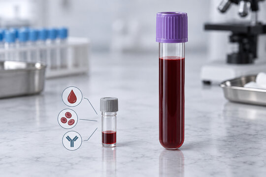 Small Blood Sample Vial Compared With Full Size Tube