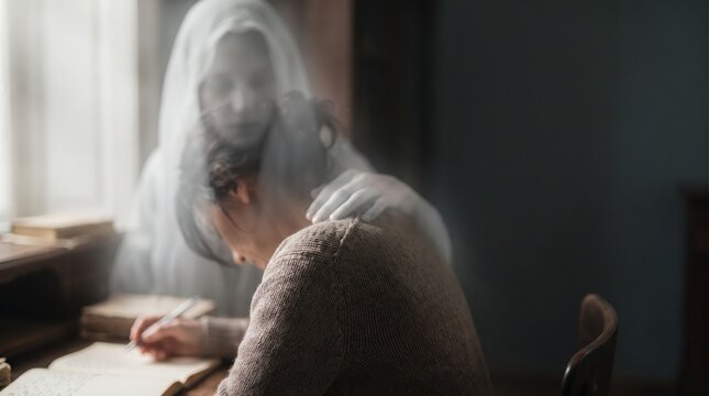 Automatic writing guided by a spirit, psychography concept