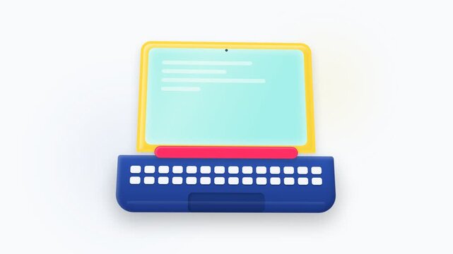 A colorful 3D rendered illustration of a simple laptop computer on a white background.