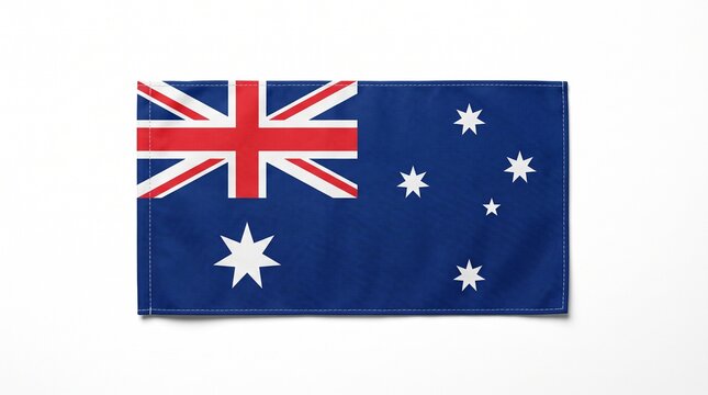 The national flag of australia features the union jack and the southern cross constellation displayed on a rich vibrant blue field isolated on