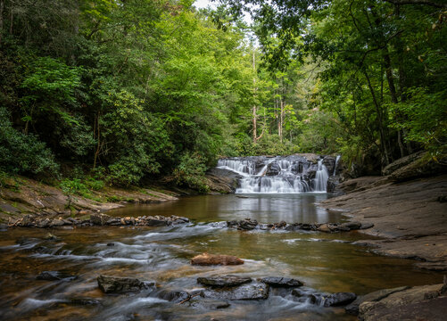 Dick's Creek Falls in Lumpkin County north of Dahlonega in Northern Georgia USA