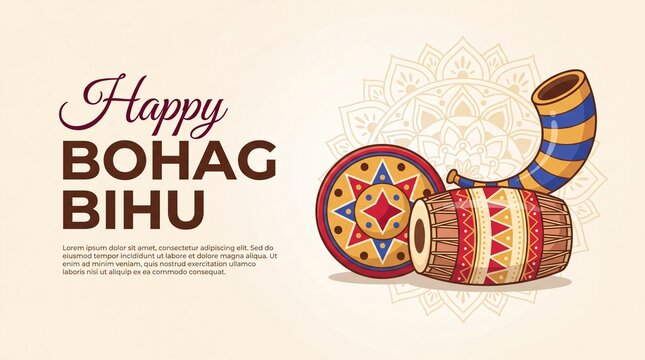happy bohag bihu banner template flat design