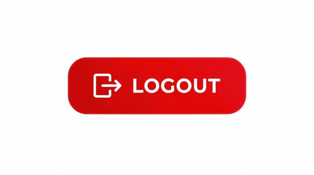 Red logout button with arrow icon for website or application