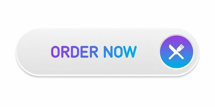 Modern order now button with food icon for mobile app download