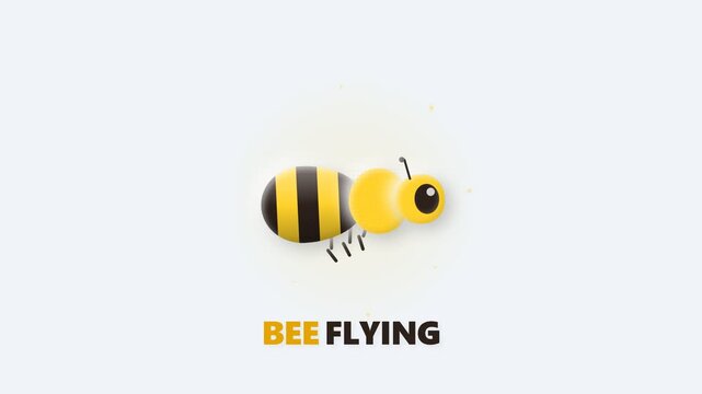 Cute cartoon style bee flying isolated on a white background.