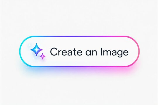 Modern colorful button with magic star icon labeled create an image