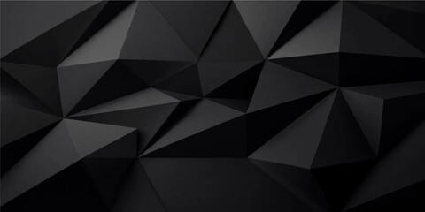 Fototapeta premium Abstract low poly black geometric background with modern polygonal modern dark presentation cover design 