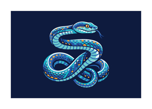 Vibrant Blue Snake Vector Illustration Mascot Concept.