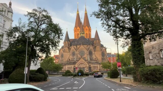 Wiesbaden, Germany, August 8, 2026 selective focus Ringkirche Protestant church in Wiesbaden Germany