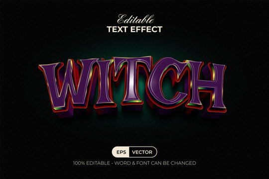 Halloween Lettering Typography. Editable Text Effect Witchy 3D Style.