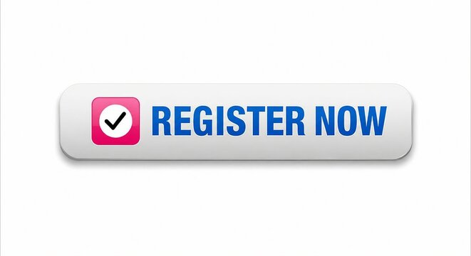 Modern register now button with checkmark icon