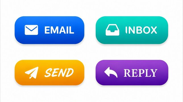 Flat design email inbox send reply colorful button icons set