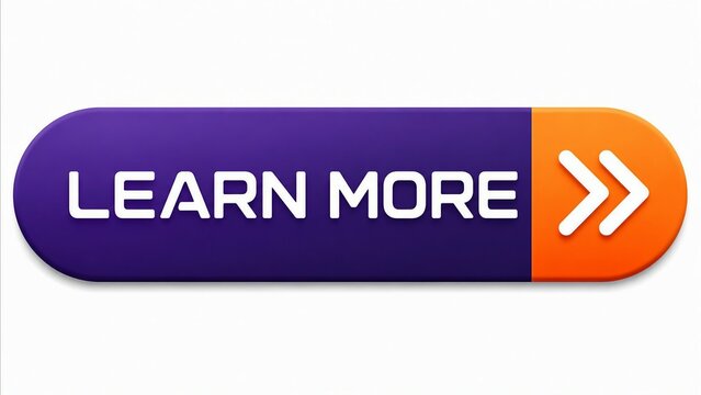 Modern learn more button with arrow icon in purple and orange gradient