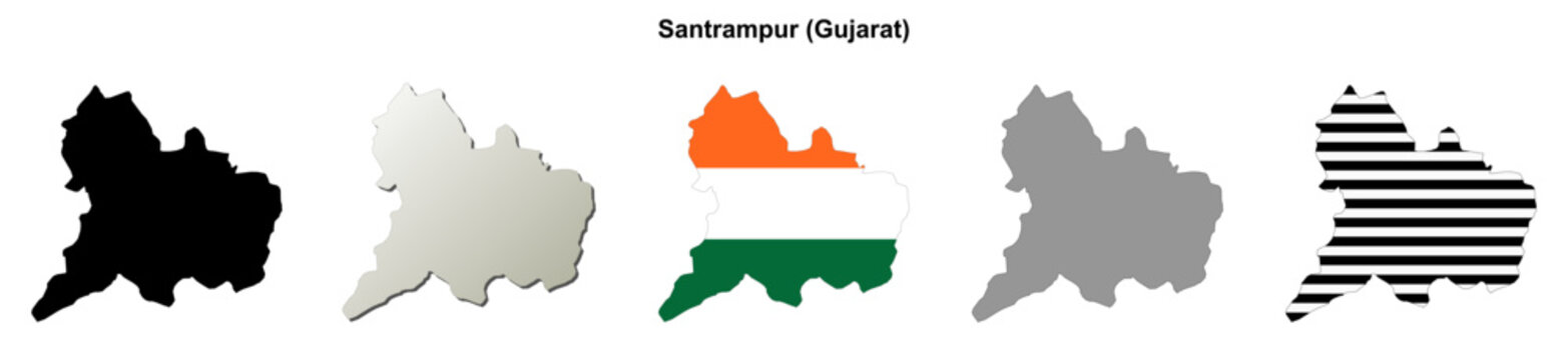 Santrampur (Gujarat) blank outline map set