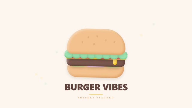 Minimalist flat vector illustration of a delicious cheeseburger with text overlay.