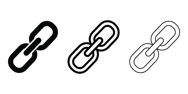 Chain link icon silhouette vector outline and line art