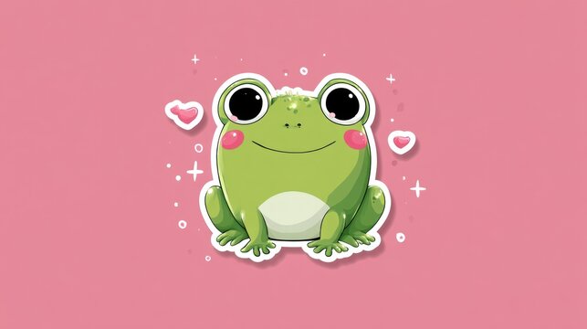 Kawaii-style frog sticker design